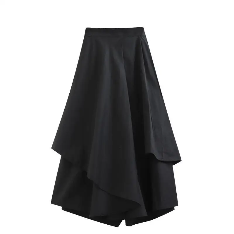

Minority irregular design half skirt female student 2021 spring and summer new laminated medium length A-line skirt