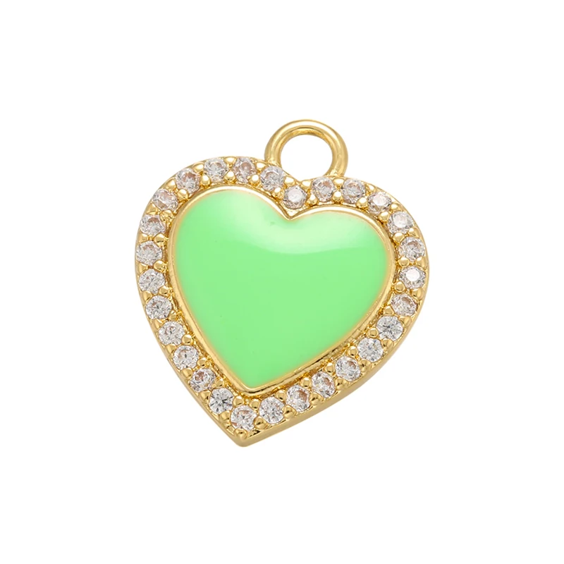 ZHUKOU gold color Enamel heart Pendant Small charms for Handmade Necklace Earrings Jewelry Accessories Wholesale VD966 |