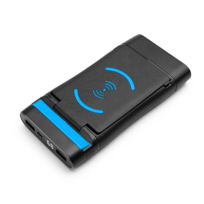 blue 20000mah Xiaomi бренд беспроводной внешний аккумулятор водонепроницаемый внешний аккумулятор Внешняя батарея для всех телефонов портативное зарядное устройство 20000 мАч с кронштейном lcd - Цвет: blue 20000mah
