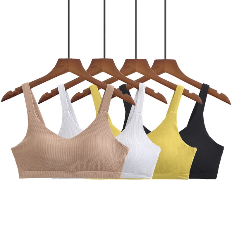 

Threaded tube top beauty back camisole bra cup net celebrity sports yoga dance base with chest pad female underwear