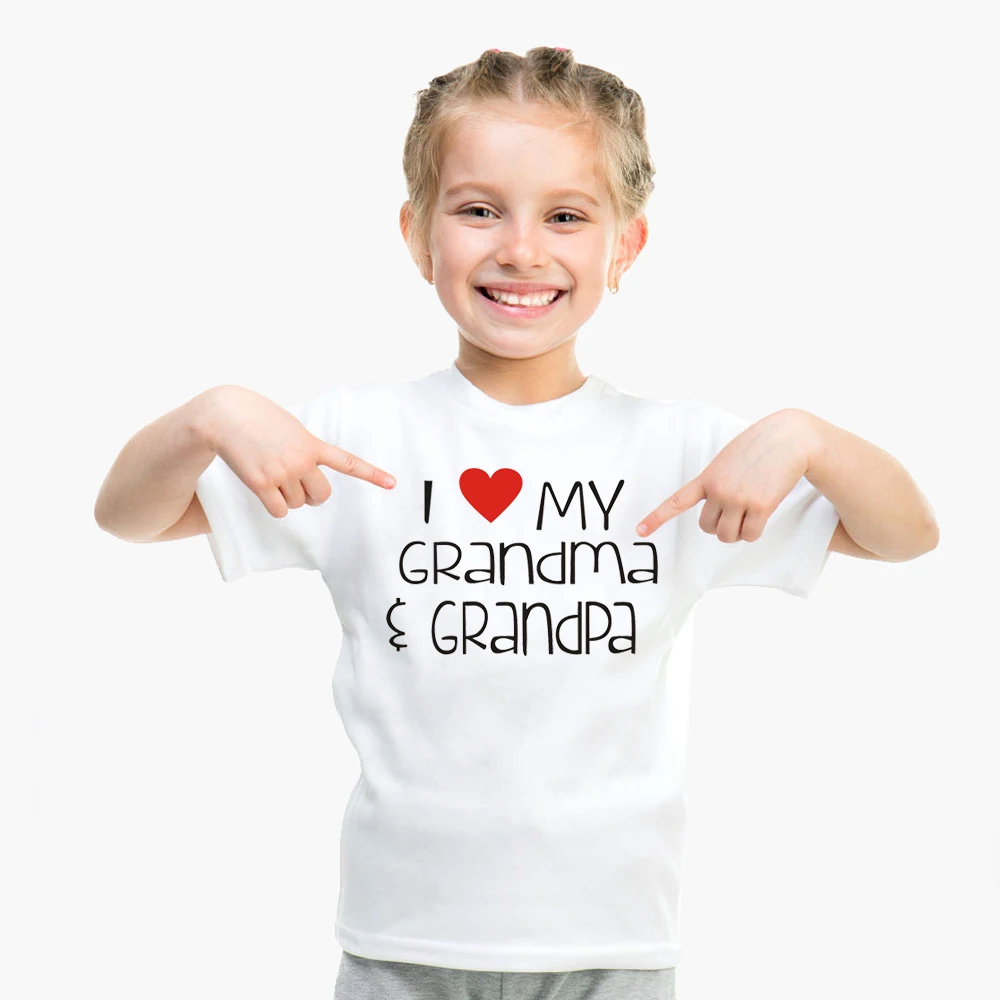 Футболка с надписью I Love My бабушка и дедушка для маленьких детей белая футболка