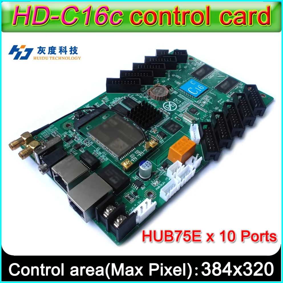 Enlarge 2022new HD-C16C Full Color LED Display Control Card,Support 32 Scan LED Display Module,Onboard HUB75E x 10,Flash RAM 4GB
