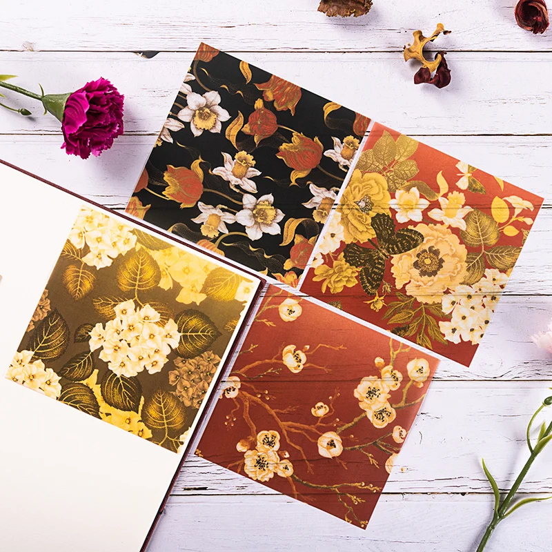 8 цветов Винтажный Золотой осенний цветочный бархатный бумажный узор для