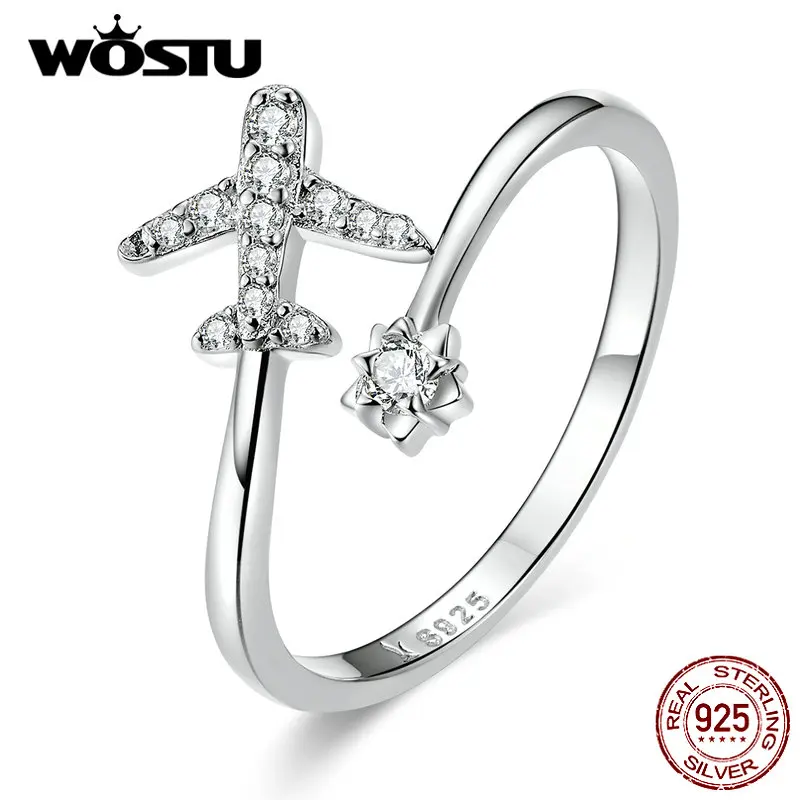 Женские вечерние кольца WOSTU из 100% настоящего серебра с кубическим цирконием
