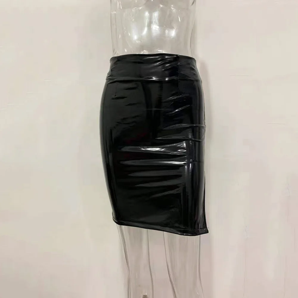 

XUXI PU, Women, High Waist, Half-length Skirt, Split Ends, Sexy, Mini Skirt, Summer 2021 E246