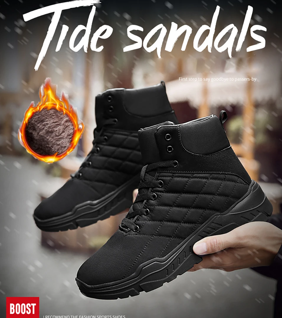 39 46 Ботинки зимние теплые Нескользящие 2019 удобные мужские ботинки # NX1820|Ботинки| |