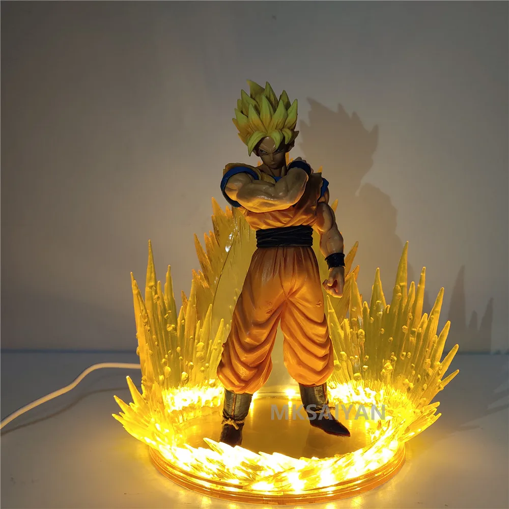 

Anime Figures Dragon Ball Z ROS Son Goku #57 LED Set Action Toys Figurine Super Saiyan Goku PVC Lighting Lamp Model Doll Figma
