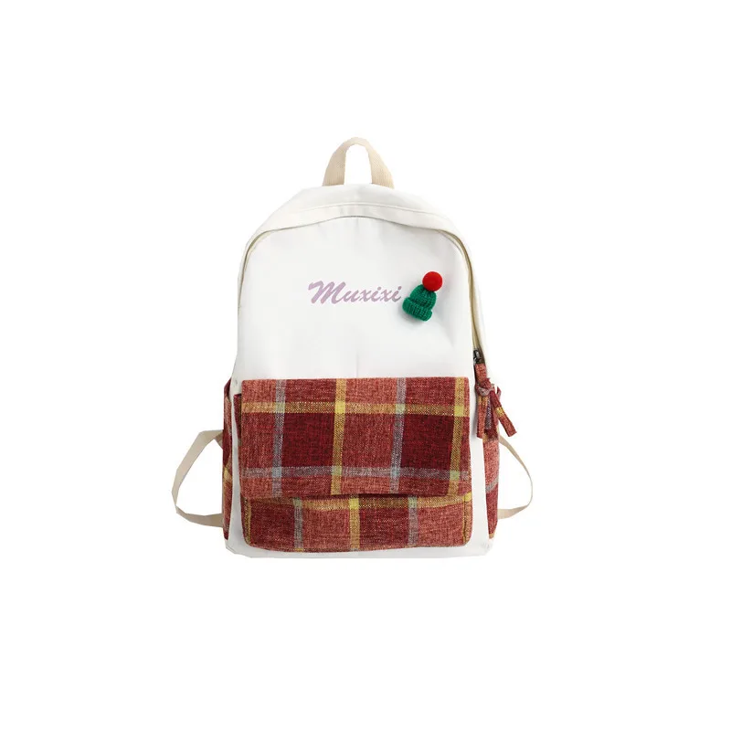 

Women Backpack Canvas Backpack Female Backbag For School Teenagers Girls Kawaii Bag 2020 Plaid Bookbag Rucksack Mochilas