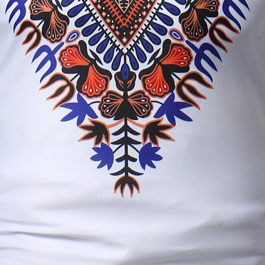 

African Dashiki Fashion T Shirt for Men Ethnic National Style Casual Totem Print Round Neck Slim Short Sleeve 2020 M-3XL