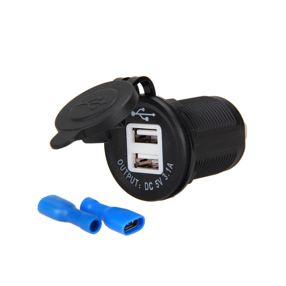 Двойной USB 12V синий светодиодный адаптер для автомобильного зарядного устройства мотоцикла автомобильное USB зарядное устройство Swtich