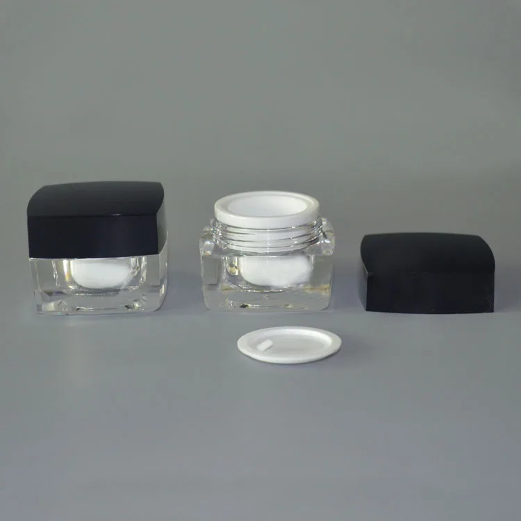 Пластиковая Акриловая банка квадратной формы 10 г Оловянная бутылка крем для