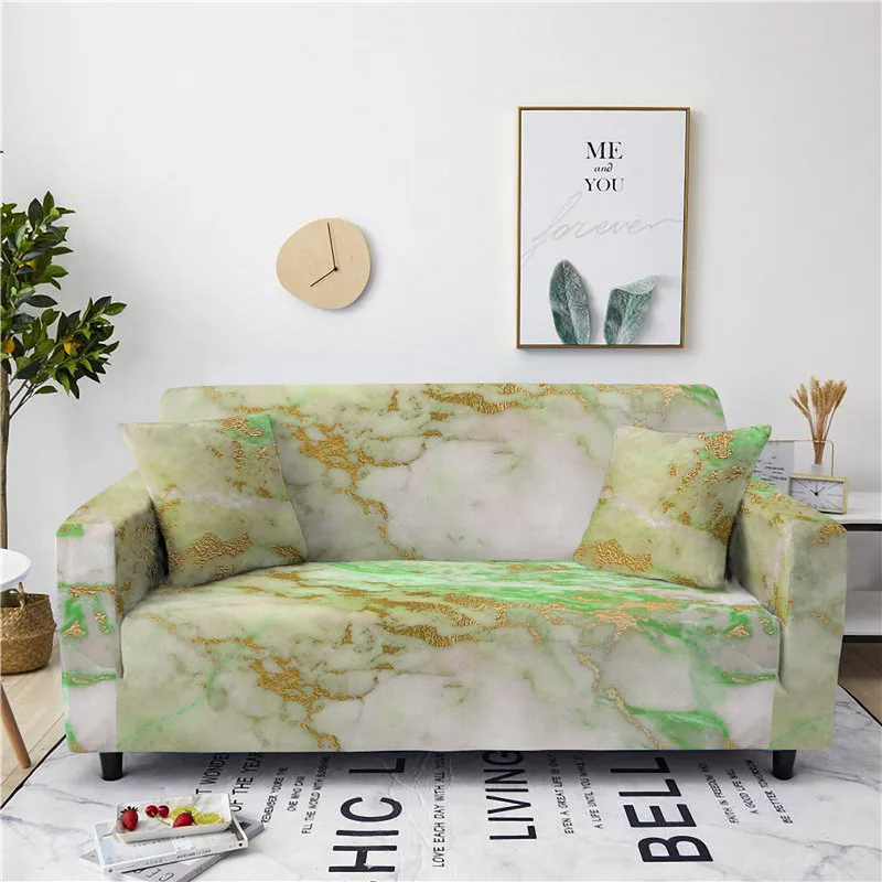 

Sofas Covers Marble Geometric Pattern Sofa Cover 1/2/3/4 Seater Modern Stretch Elastic Slipcovers For Living Room Decor