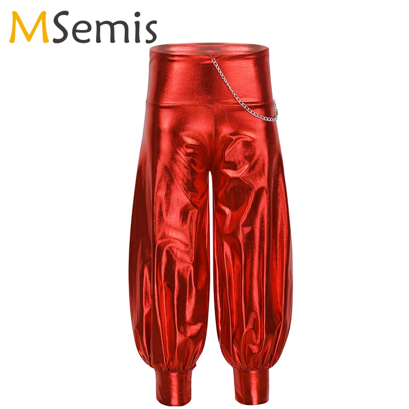 Джазовый костюм в стиле хип хоп шаровары для танцев Детские Блестящие Брюки с