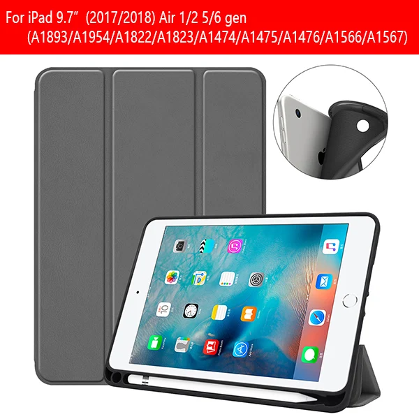 IPAD97 KSTBC GY Чехол для планшета для ipad 9,7, силиконовый чехол для ipad 9,7, чехол из ТПУ с держателем для карандашей - Цвет: IPAD97 KSTBC GY