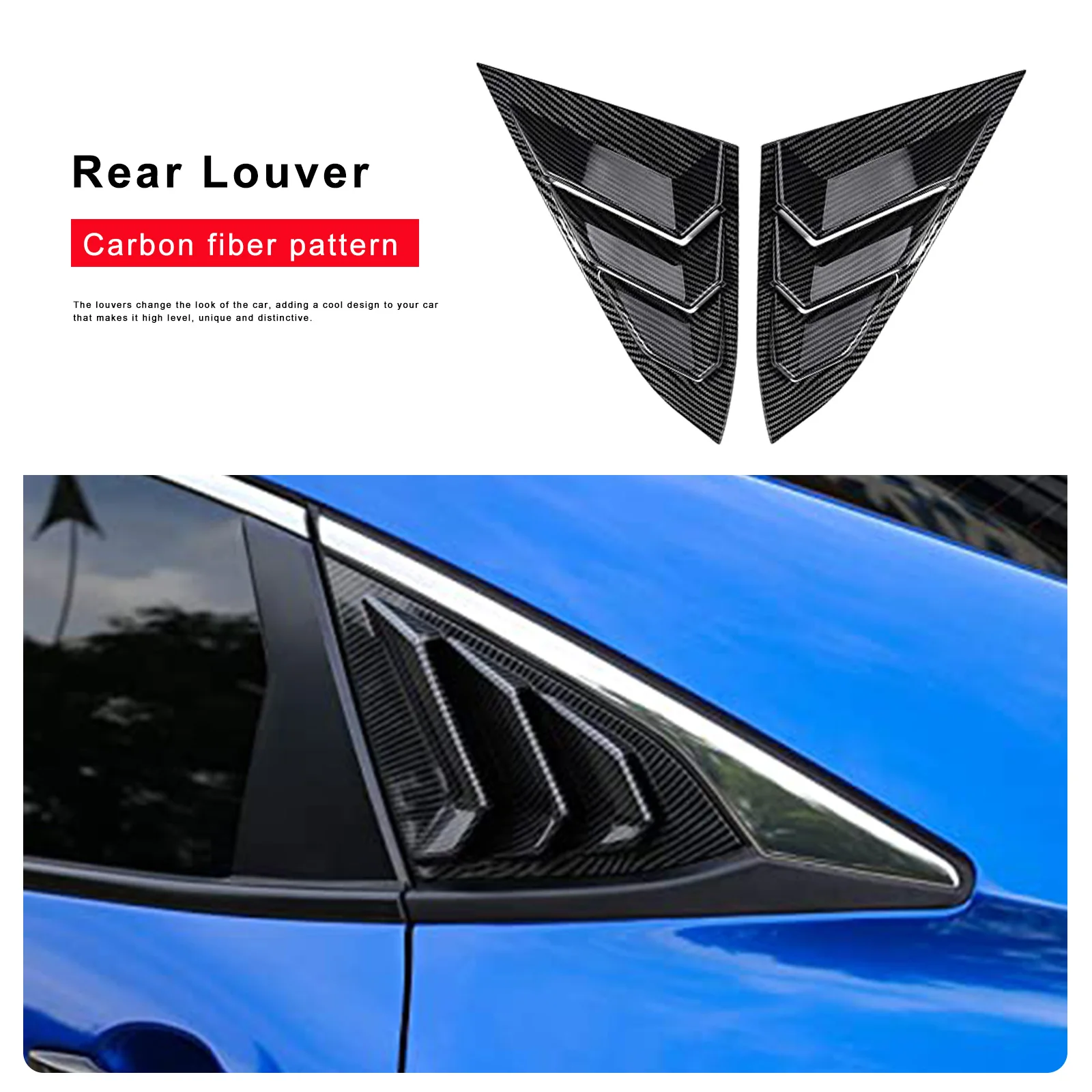 

2pcs Car Side Window Vent Shutters Carbon Fiber Trim Cover For Honda Civic Sedan 2016-2021 Car Accessories