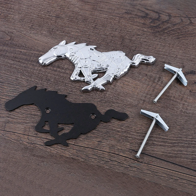 

Universal 3D Logo Zinc Alloy Mustang Horse Front Hood Grille Emblem Sticker Running Horse Decal Mustang Car Accessories