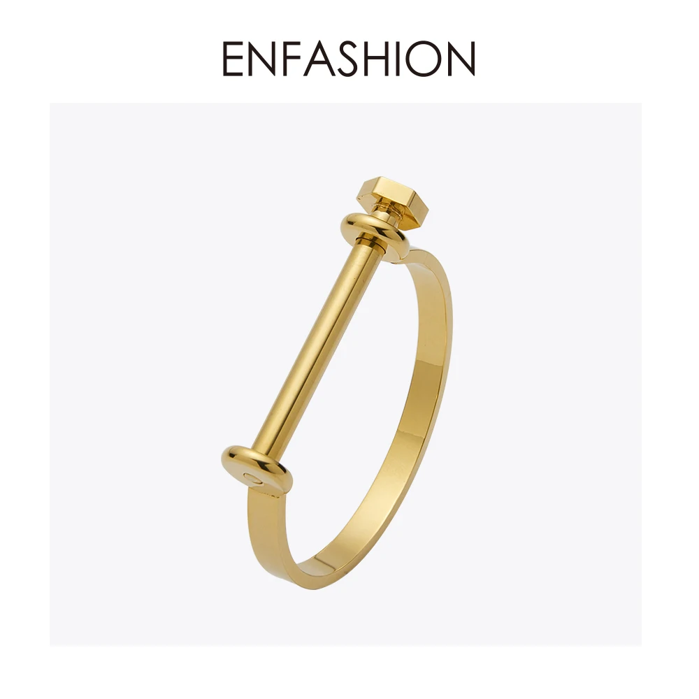 Enfashion Браслет-манжета с u-образной окантовкой, нарукавная повязка золотого цвета, браслет с винтом для женщин, браслеты