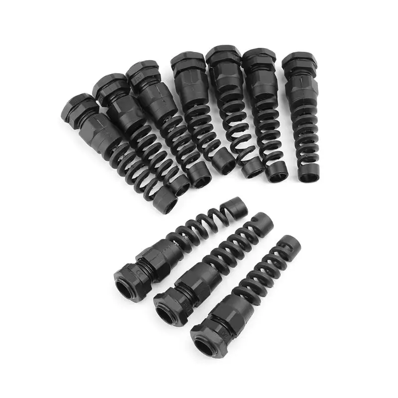 

C5AD 10pcs Waterproof M16 PG9 Cable Connectors Spiral Strain Relief Protector