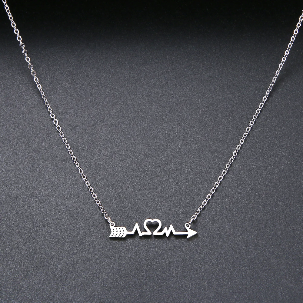 

SUMU Multi Arrow Heart Choker Necklace For Women Collares Fishbone Necklaces Chain Party Gifts Stainless Steel Jewelry