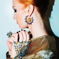 kellybola trendy high quality fashion sweet romantic star sun moon zircon hoop earrings womens party daily luxury jewelry