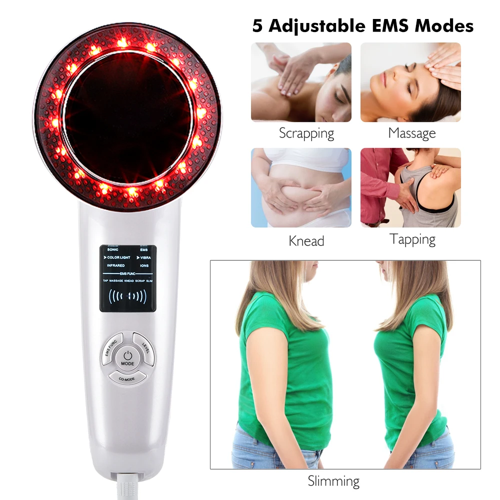 Goede 6 In 1 Lichaam Afslanken Stimulator Ultrasone Cavitatie Ems Vibratie Infrarood Therapie Vet Brander Apparaat Gewichtsverlies Facial Lifting