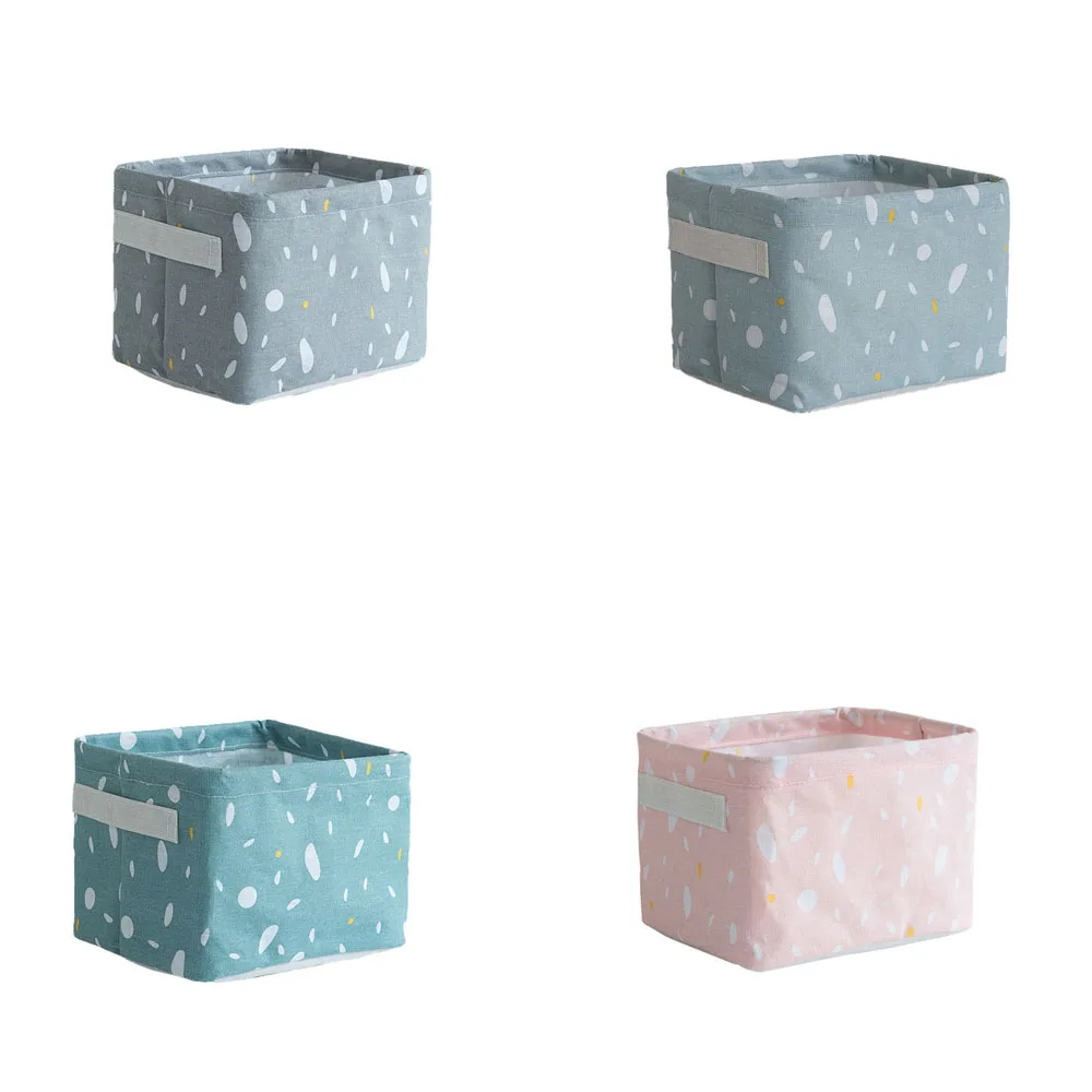 Корзина для хранения мелочей из хлопка и льна с принтом Настольная коробка