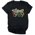 Женская Винтажная футболка в стиле Харадзюку, Повседневная летняя футболка с буквенным принтом, 32nd, для вечевечерние НКИ в честь Дня рождения, 1989