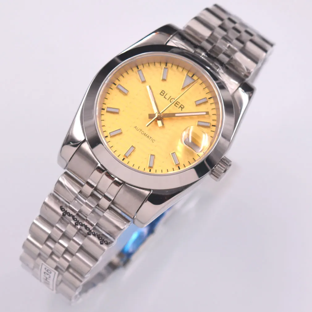 

NEW 36mm / 40mm Bliger Gold Dial Sapphire glass NH35 Solid steel Mechanical Automatic Mans Watch