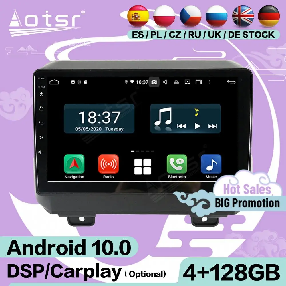 

2 Din 4 + 128G Мультимедийный стерео Android видеоплеер для Jeep Wrangler 2019 2020 GPS Navi головное устройство аудио радио приемник головное устройство