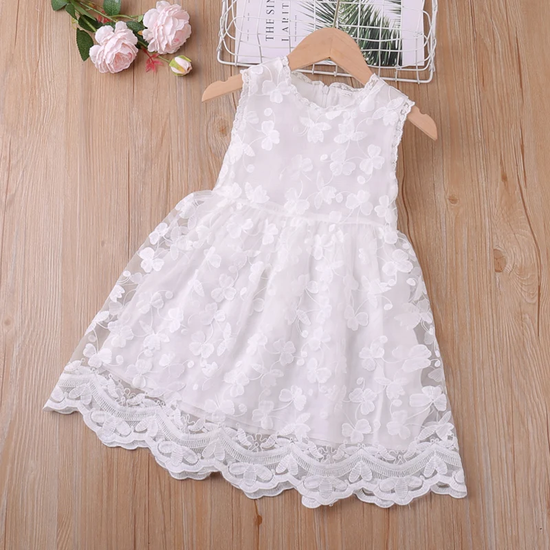 

Summer Girl Dress 2021 New Sleeveless Lace Print Party Princess Dress Girl Clothes Children Dress 3-7 Years Old