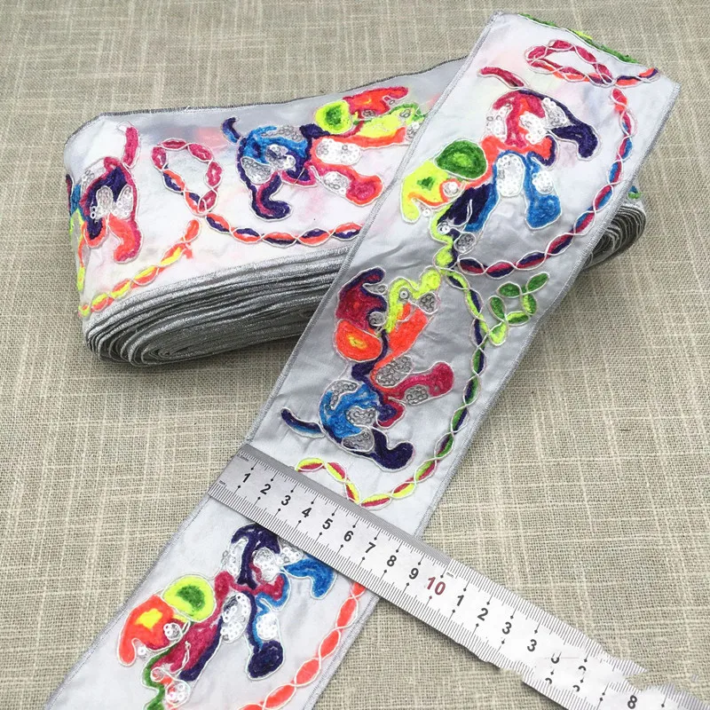 1 ярд полиэстер Цветочная кружевная отделка лента ткань вышитая аппликация