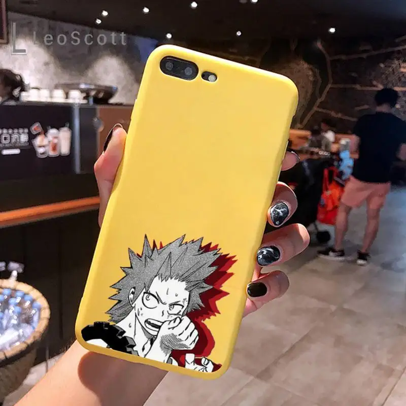 

Anime My Hero Academia Phone Case Yellow Candy Color for iPhone 6 7 8 11 12 s mini pro X XS XR MAX Plus
