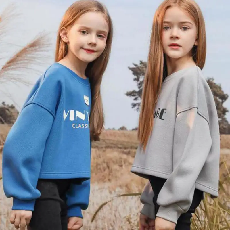 

3 - 14 Years Children Sweatshirts For Girls Soft Cotton Print Pullovers Kids Casual Hoodies Sport Style Tops Clothing