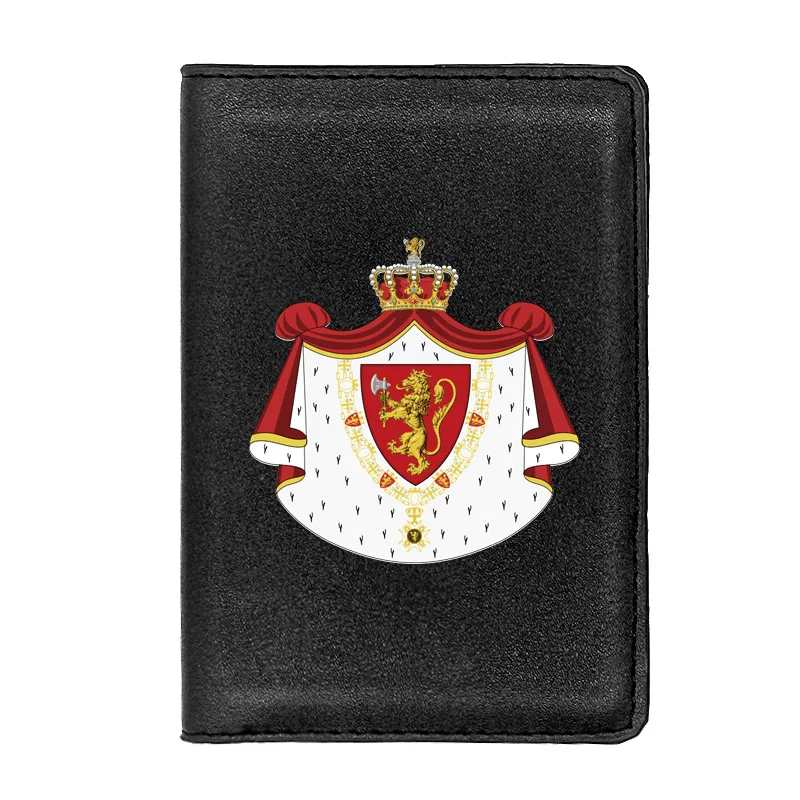 

High Quality The National Emblem of Norway Printing Passport Cover Holder ID Credit Card Case Travel Leather Wallet