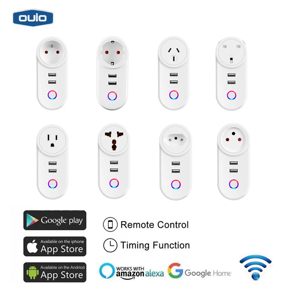 

Dual Usb Socket 10A Wifi Plug Can Be Mobile APP Google Home Remote Voice Control Switch Support Device Sharing Wifi Socket