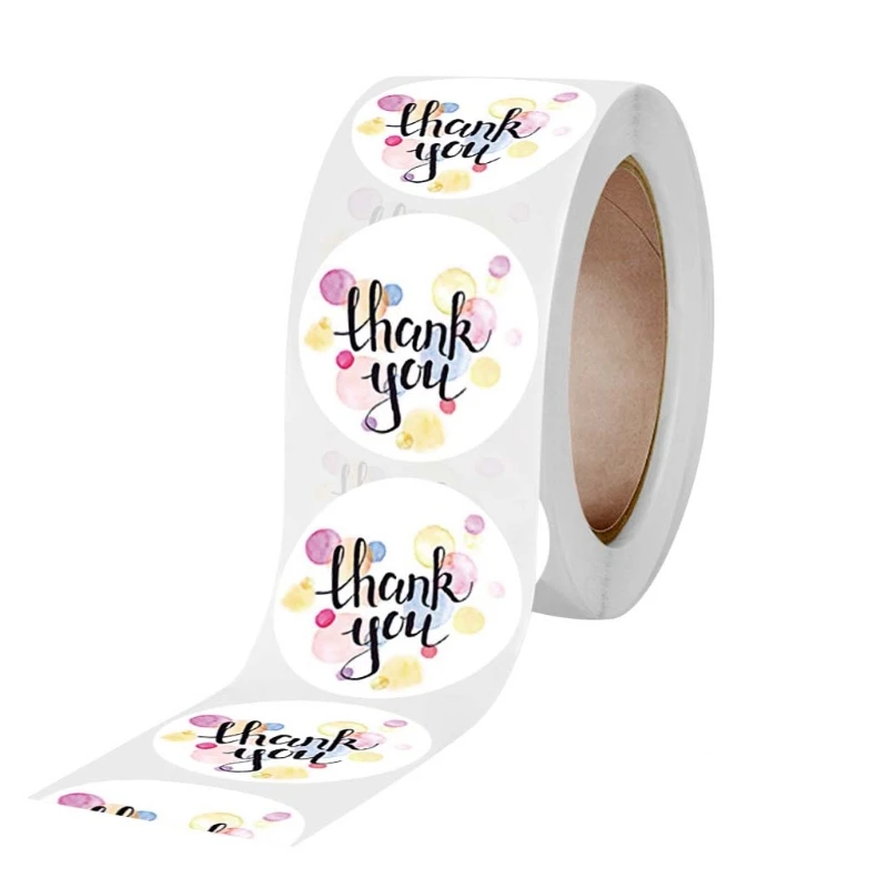 

500pcs Round Thank You Stickers Package Seal Labels Wedding Party Scrapbooking