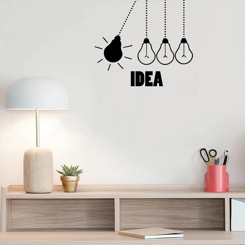 Light Bulb Office Wall Decal Light Bulbs Office Vinyl Wall Decor Graphics Work Idea Creative Creativity Wall Sticker Leather Bag