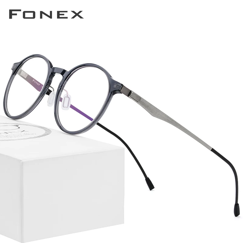 FONEX ацетатные оптические очки, оправа для женщин, ретро круглые очки по рецепту, новые круглые очки для близорукости, мужские очки без винтов