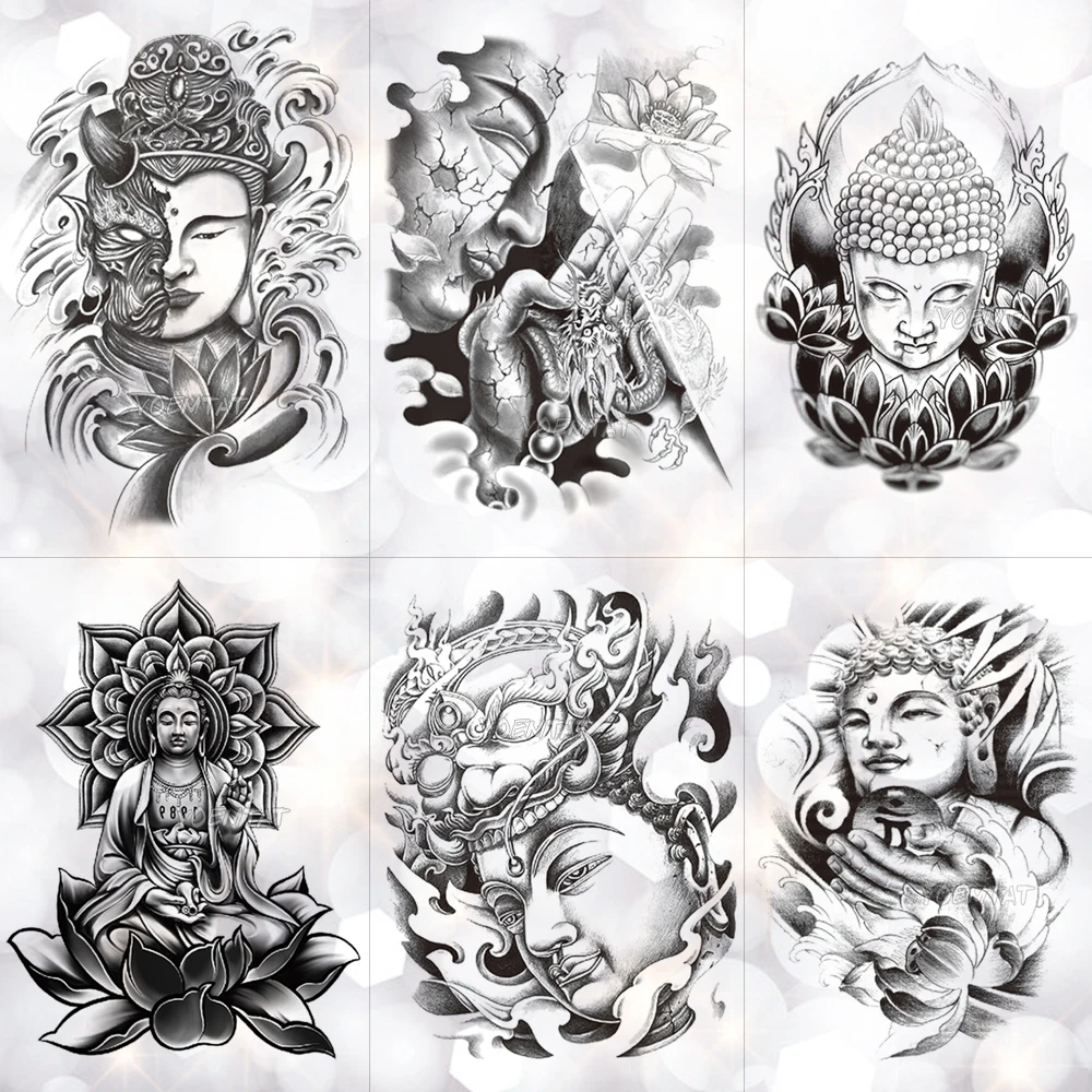 

Kindness Wisdom Buddha Sakyamuni Waterproof Temporary Tattoo Sticker Holy Faith Tower Flash Arm Tattoos Body Art Fake Tatoo