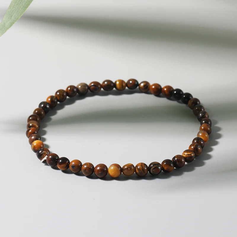 4 мм Мини желтый тигровый глаз эластичный веревочный браслет из бисера для мужчин