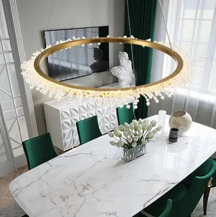 

modern crystal chandelier for living room kitchen island loft indoor gold round LED lights home decoration lamp