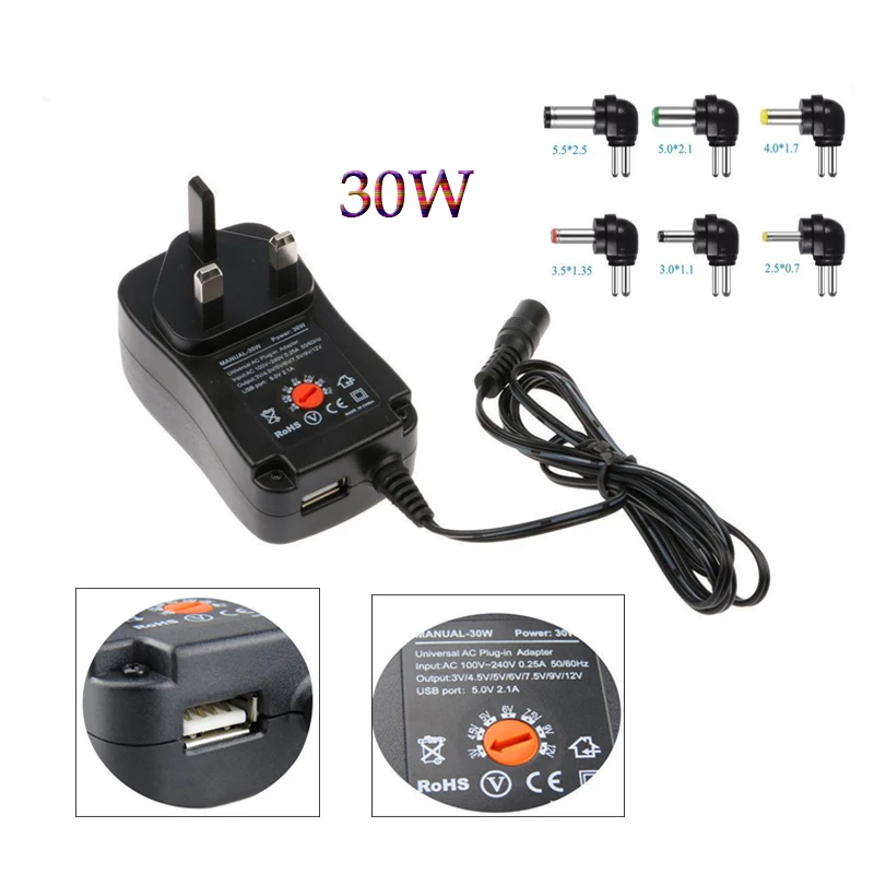 Универсальное зарядное устройство для сети переменного/постоянного тока 30 Вт от