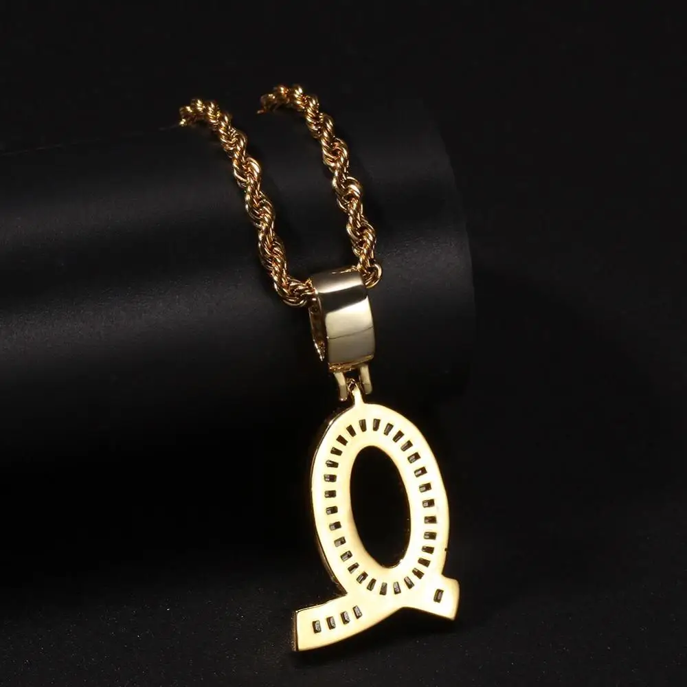 A-Z Gold Baguette Initials Letters Pendant Necklace Fashion Iced Out Cubic Zriconia Men's chain Hip hop Jewelry | Украшения и