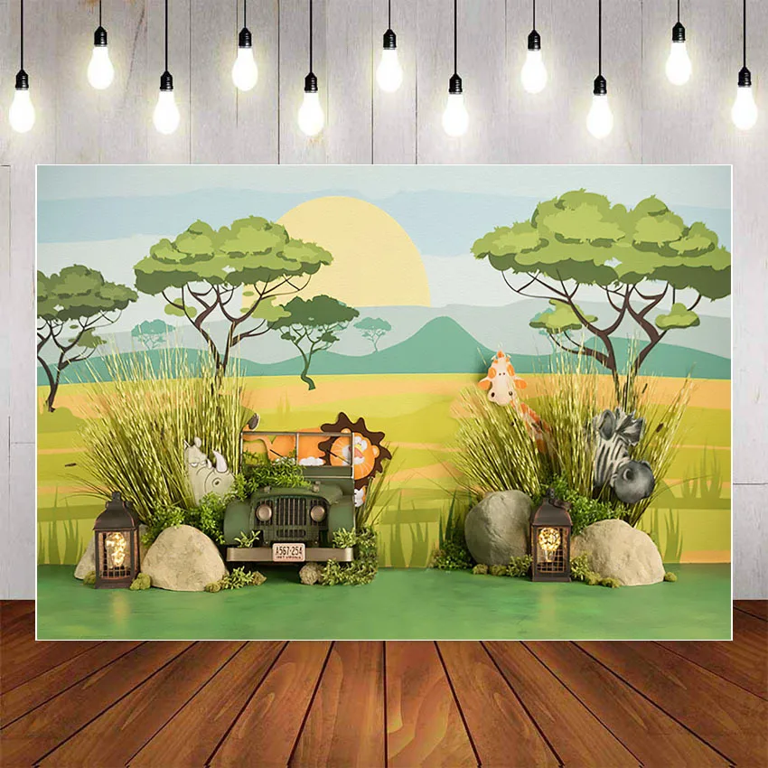 

Mehofond Photography Background Safari Jungle Animals Lion Baby Shower Birthday Party Cake Smash Portrait Backdrop Photo Studio