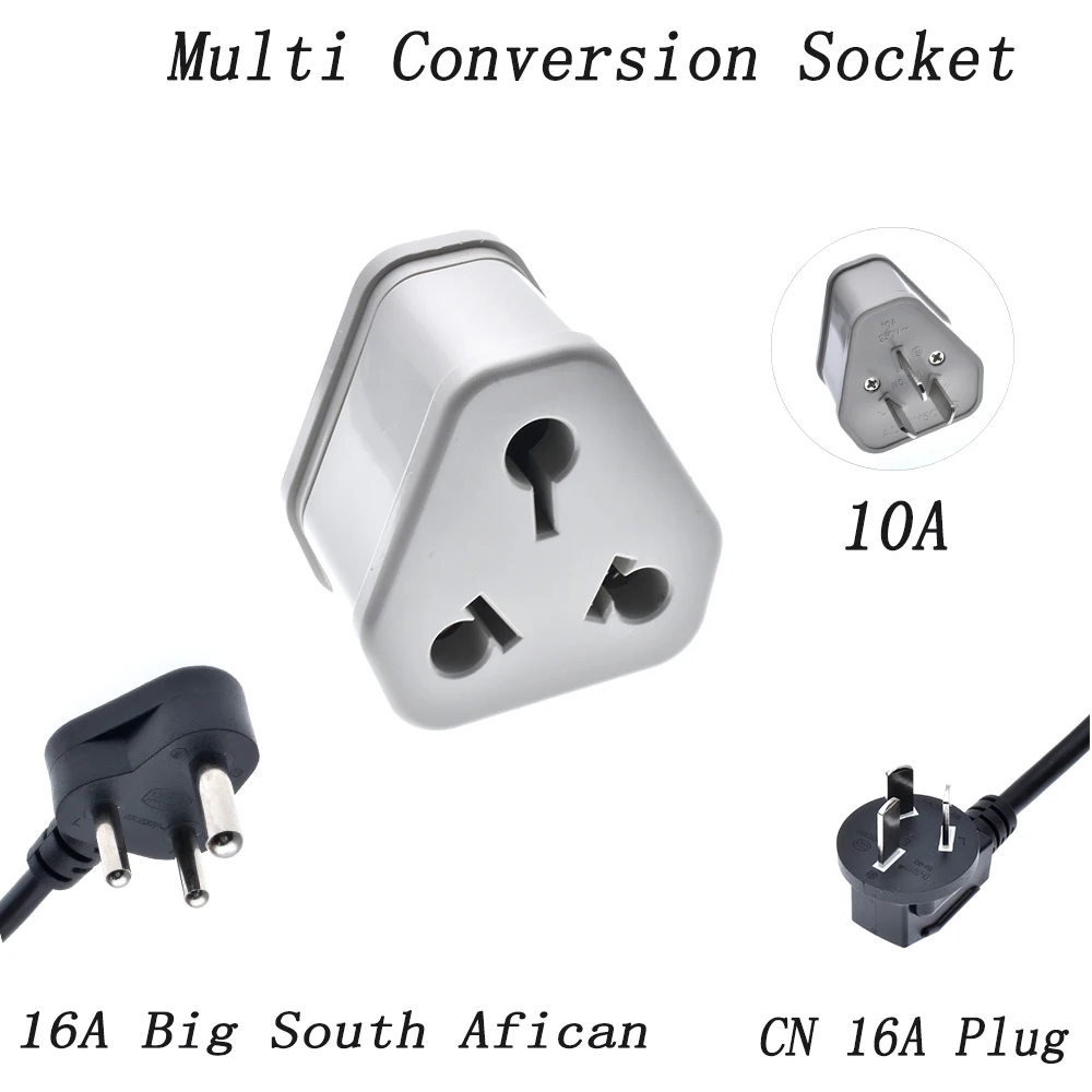 Plug 10a To 16a Converter 16a Air Conditioner High Power Large South African Socket Conversion Head