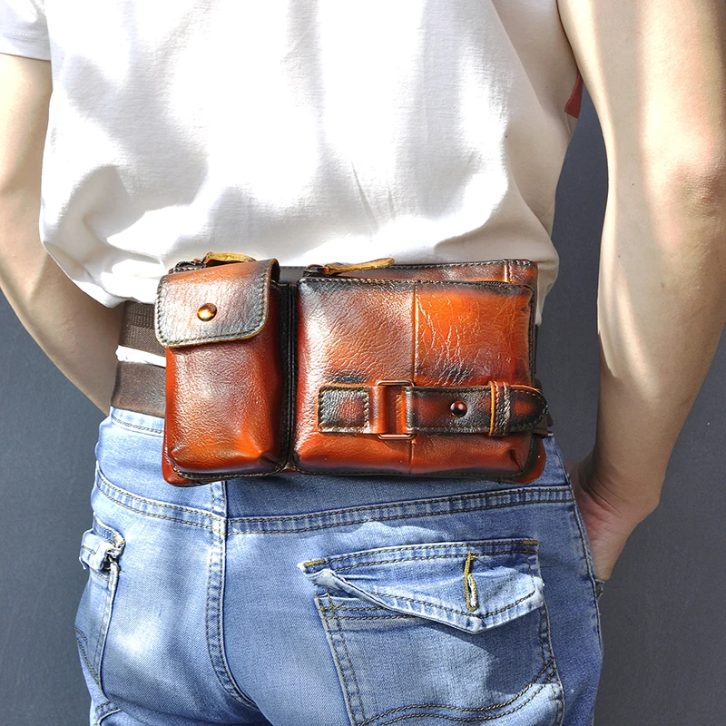 Модная оригинальная кожаная мужская сумка слинг через плечо дизайнерский