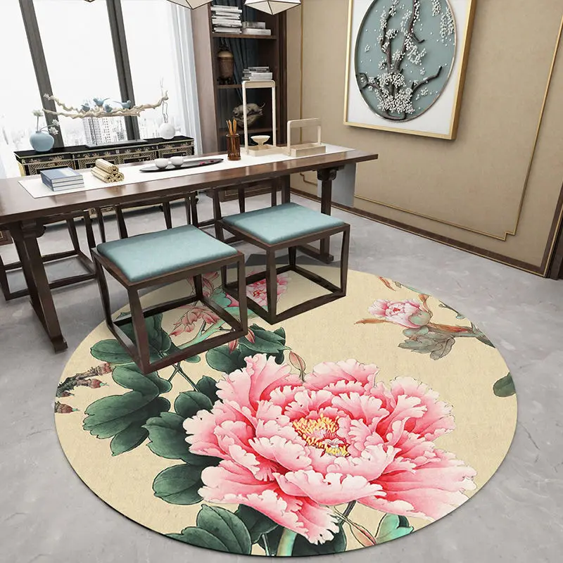 120x120cm круглый ковер для гостиной китайский стиль Цветочный Круглый домашний