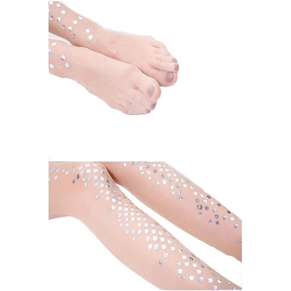 Тонкие сценические чулки блестящие жемчужные колготки облегающие носки с