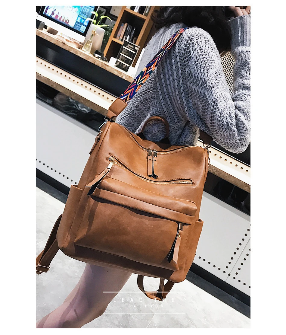 TTOU, женский рюкзак из искусственной кожи, школьная сумка для студентов, большие многофункциональные дорожные сумки, рюкзак в винтажном стиле