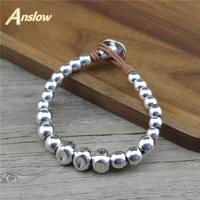 anslow fashion jewelry new handmade diy charms beads vintage leather bracelet for women men female designer gift low0850lb